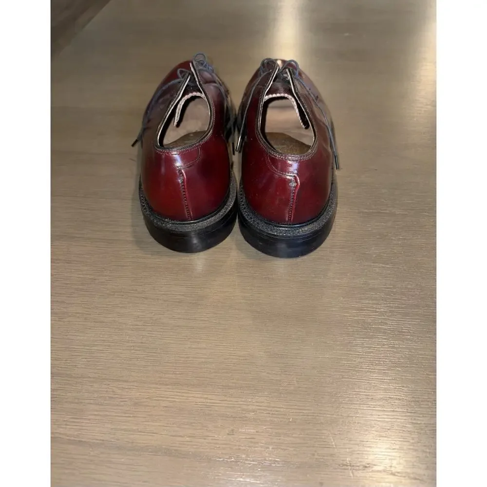Men’s Burgundy Leather Plain Toe Derby Dress Shoes Size 9.5 D Made USA